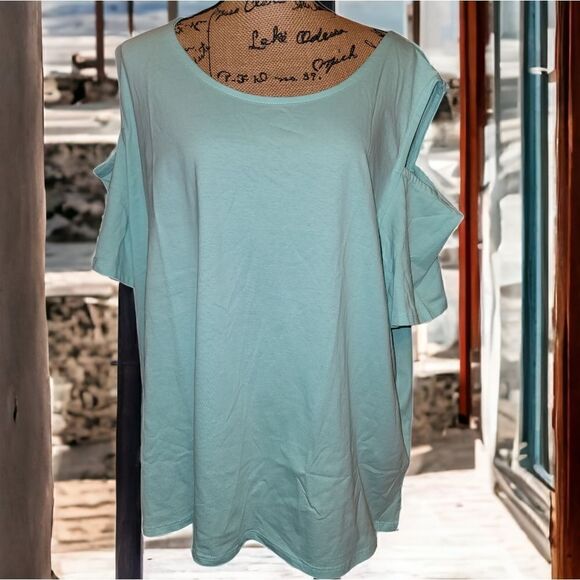 Women's Casual Cold Shoulder Short Sleeve Crewneck Tops Size 4XL New in Package - Picture 2 of 6